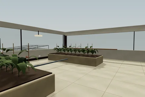 View inside Roof garden beds