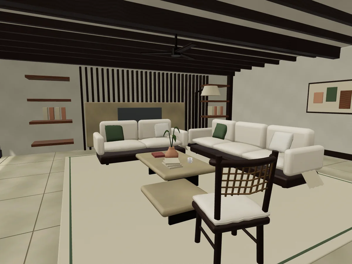 Interior ruang keluarga Villa Seraya