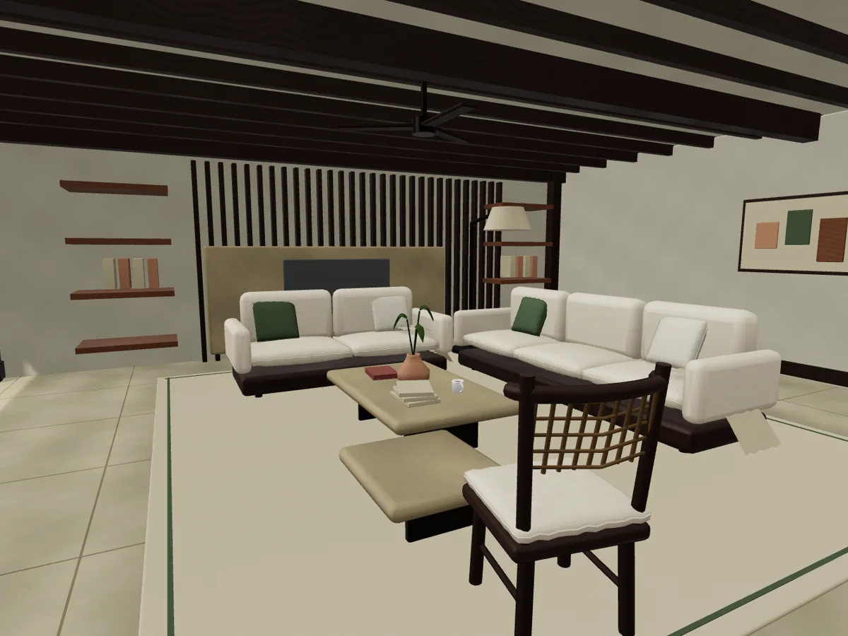Villa Seraya’s living room opening onto the courtyard
